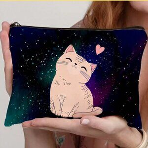 Cat Bag Zip Makeup Pencil Case Cards Dice Cord Phone Case